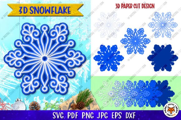3D Snowflake Papercut SVG for Winter Amp Projects
