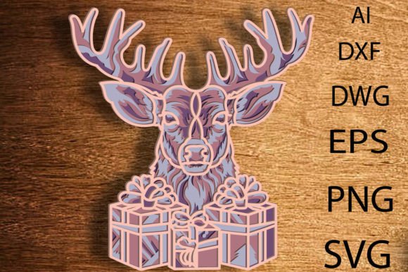 Christmas Deer 3D SVG for Wall Decor & Web