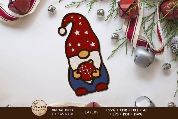 Christmas Gnome Decorative Laser Craft for Winter Amp