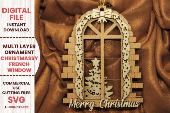 French Window Christmas Decoration for Winter Amp