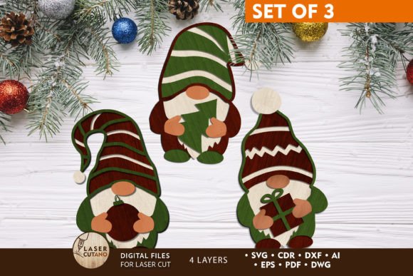 Gnomes Christmas Ornaments Set: Winter Amp