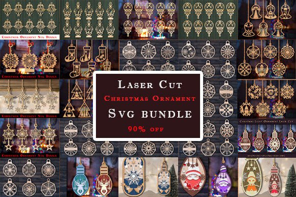 Laser Cut Christmas Ornament Svg Bundle: Winter Amp