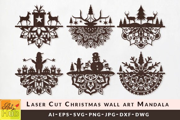 Laser Cut Christmas Wall Art SVG Set: Winter Amp Design