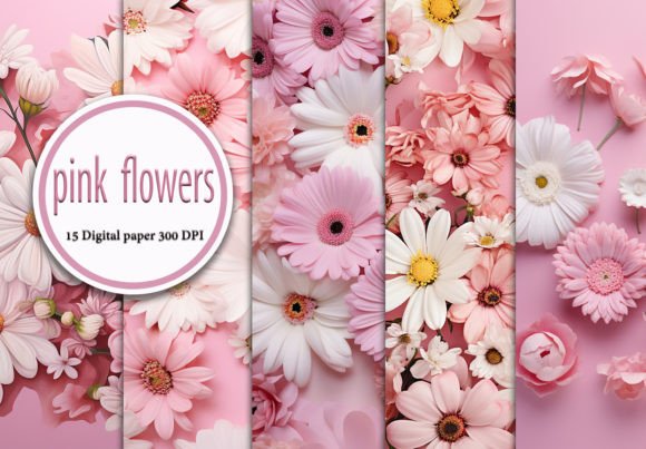 Several White and Pink Flowers: Backgrounds for Crafters