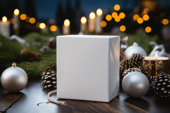 Square Box Present Mockup for Christmas Amp